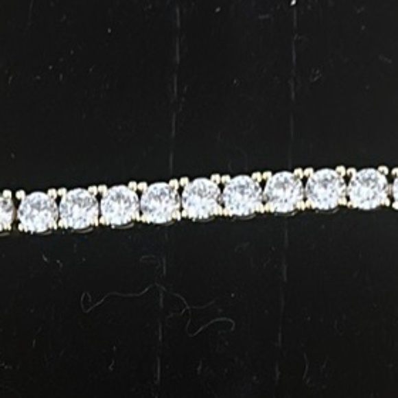 Kenneth Jay Lane Gold and Crystal Tennis Bracelet with Gold Slider - Picture 8 of 9